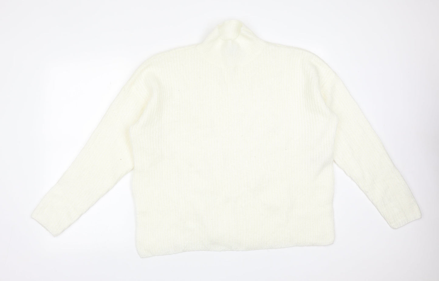 Primark Womens White High Neck  Acrylic Pullover Jumper Size M