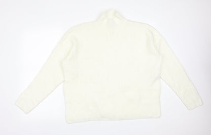 Primark Womens White High Neck  Acrylic Pullover Jumper Size M
