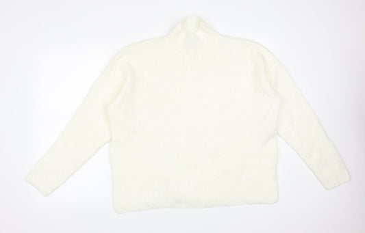 Primark Womens White High Neck  Acrylic Pullover Jumper Size M