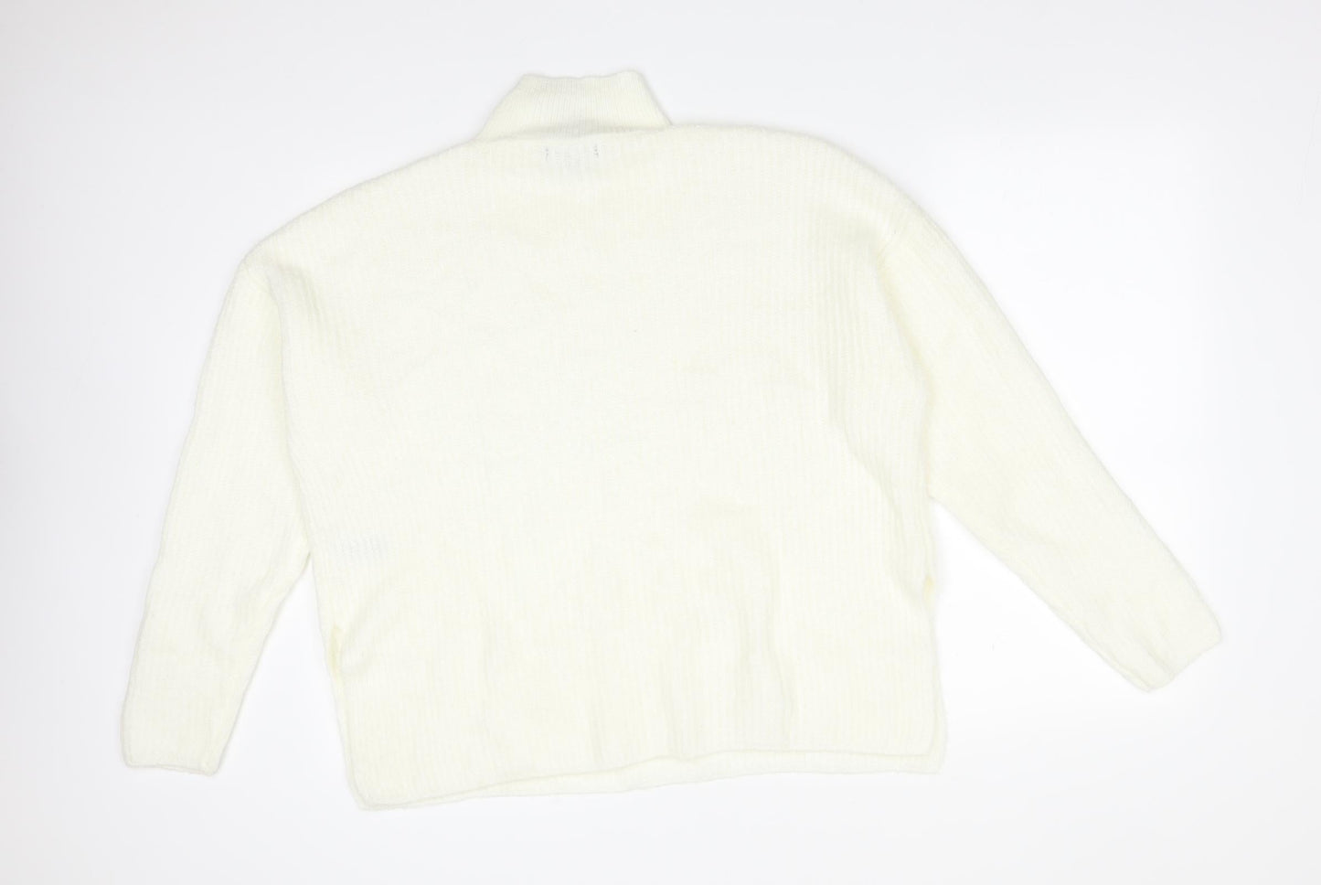Primark Womens White High Neck  Acrylic Pullover Jumper Size M