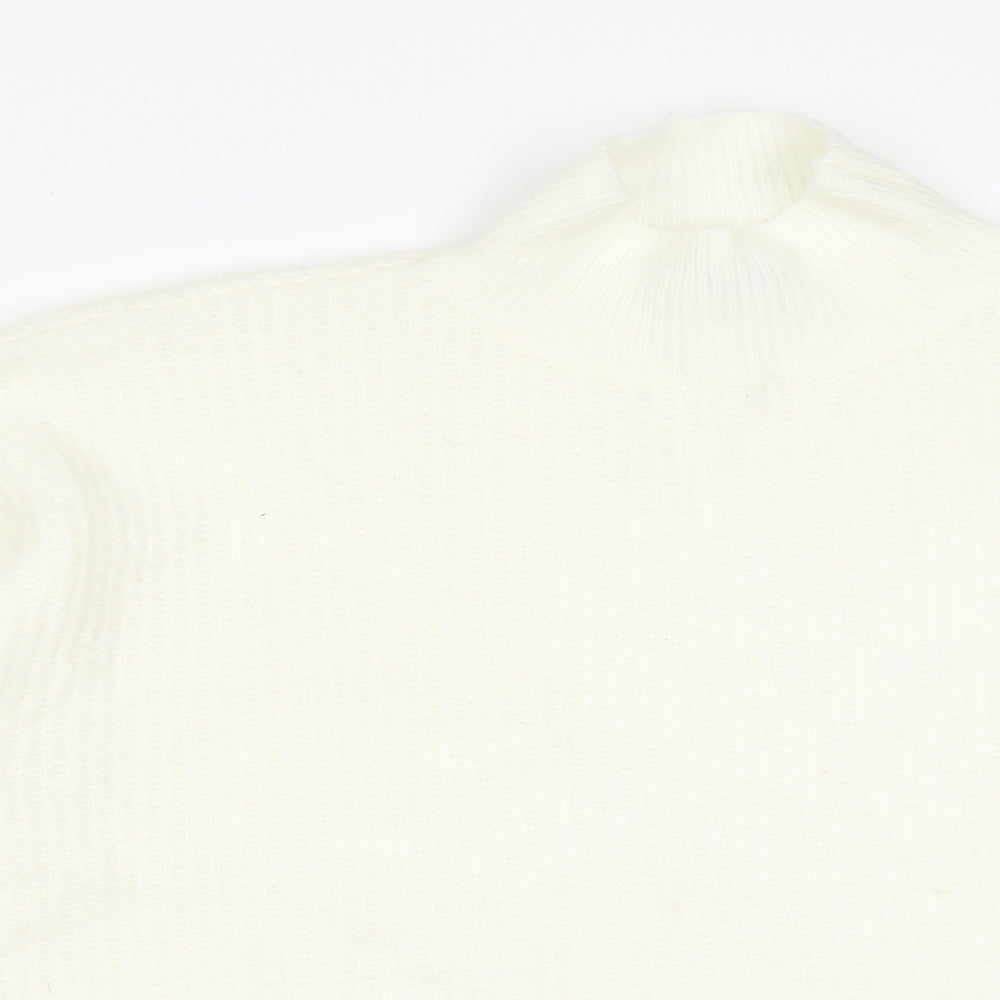 Primark Womens White High Neck  Acrylic Pullover Jumper Size M