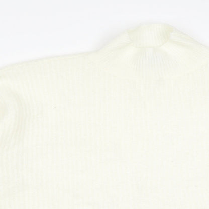 Primark Womens White High Neck  Acrylic Pullover Jumper Size M