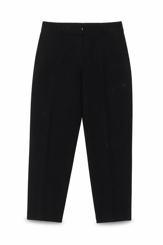 Front view of Marks & Spencer women’s black polyester dress pants trousers, size UK 10, 25-inch leg regular
