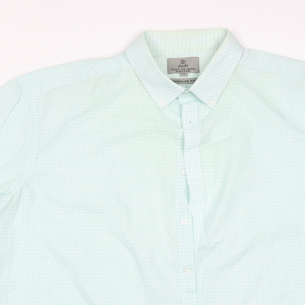 TAYLOR&WRIGHT Mens Multicoloured Check Cotton  Button-Up Size 17 Collared