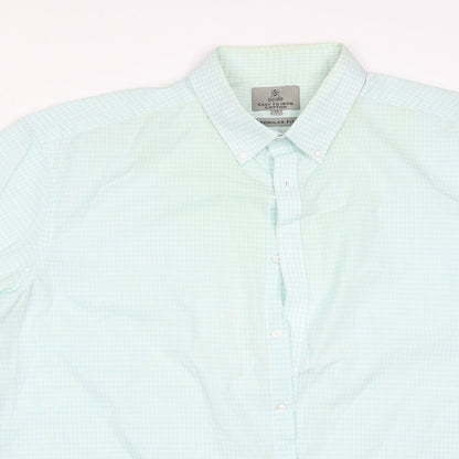 TAYLOR&WRIGHT Mens Multicoloured Check Cotton  Button-Up Size 17 Collared