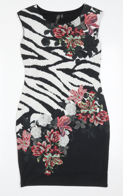 Rainbow Womens Multicoloured Animal Print Polyester Bodycon  Size S  Round Neck