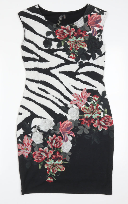 Rainbow Womens Multicoloured Animal Print Polyester Bodycon  Size S  Round Neck