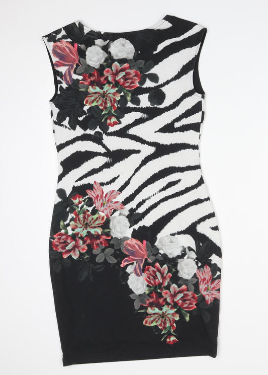 Rainbow Womens Multicoloured Animal Print Polyester Bodycon  Size S  Round Neck