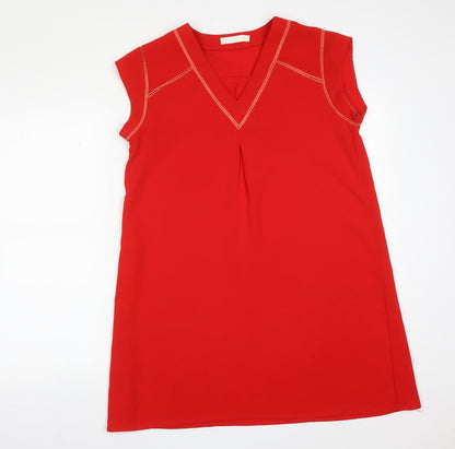 Womens UK Size M FLAMANT ROSE Red Basic T-Shirt