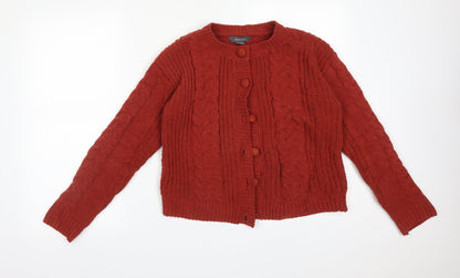 Primark Womens Brown Round Neck Striped Polyester Cardigan Jumper Size S