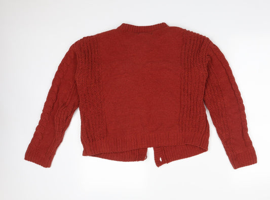 Primark Womens Brown Round Neck Striped Polyester Cardigan Jumper Size S