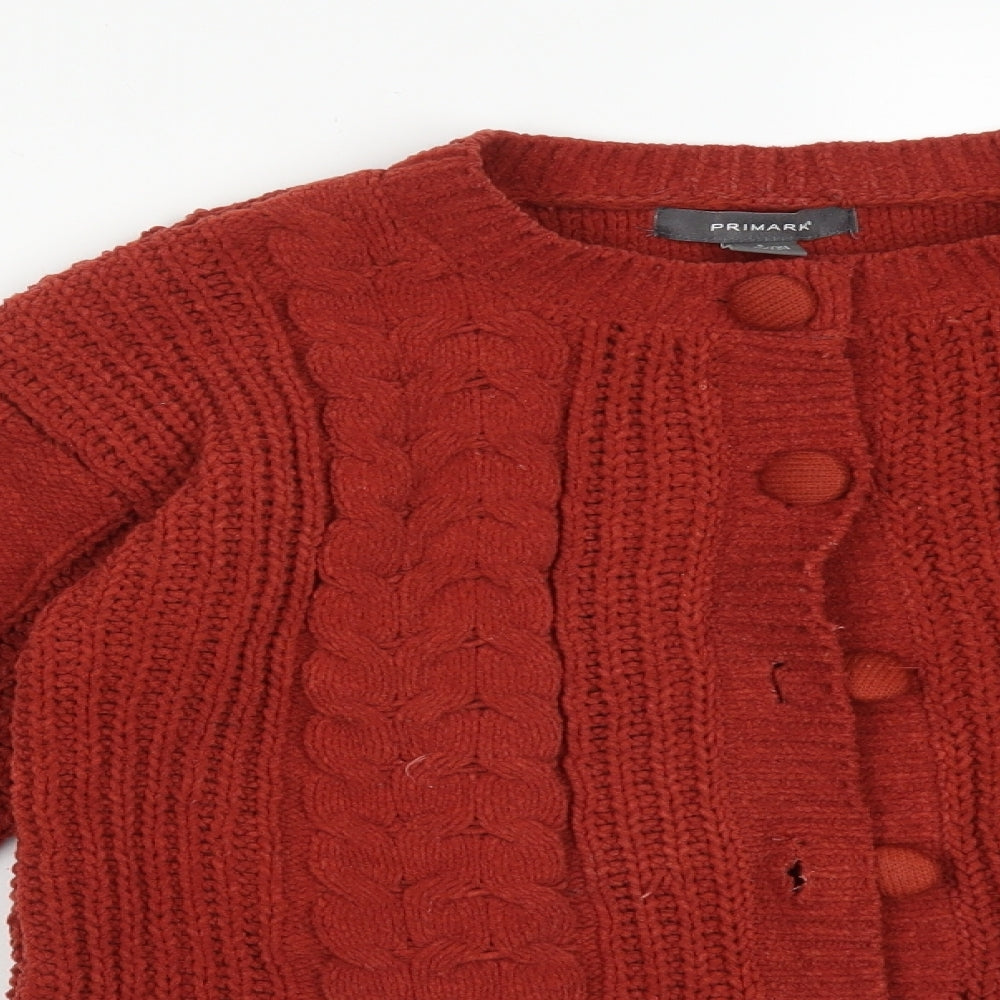 Primark Womens Brown Round Neck Striped Polyester Cardigan Jumper Size S