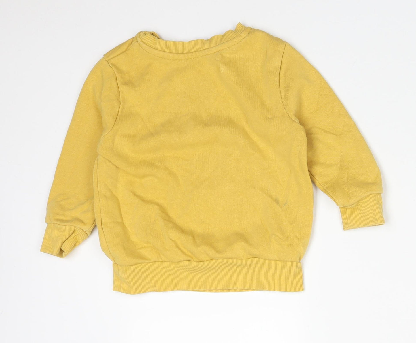 George Baby Yellow  Cotton Basic T-Shirt Size 18-24 Months Crew Neck  - TIGER