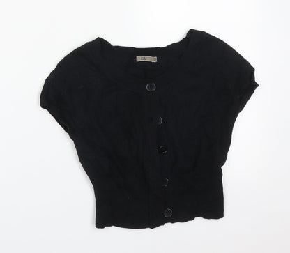 BAY Womens Black Round Neck  Cotton Cardigan Jumper Size 10