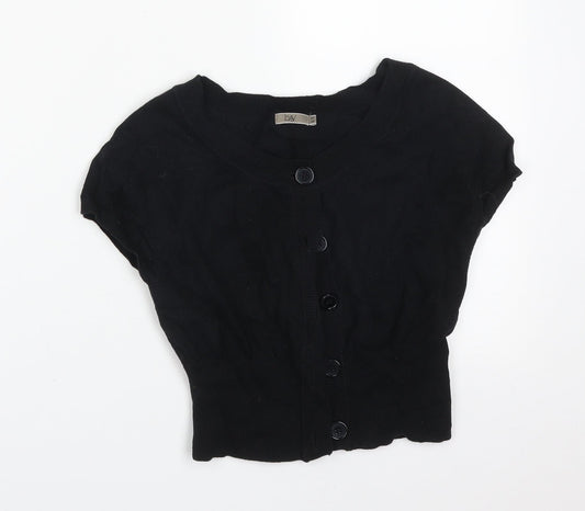 BAY Womens Black Round Neck  Cotton Cardigan Jumper Size 10