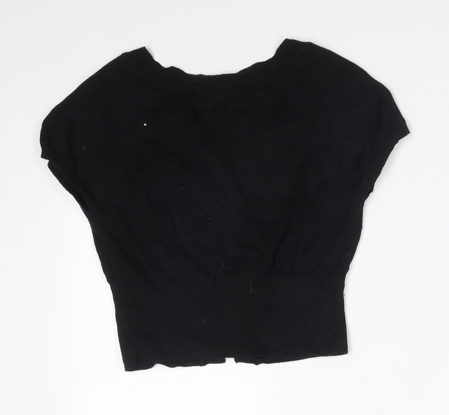 BAY Womens Black Round Neck  Cotton Cardigan Jumper Size 10