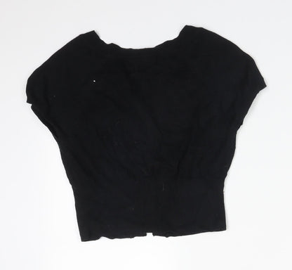 BAY Womens Black Round Neck  Cotton Cardigan Jumper Size 10