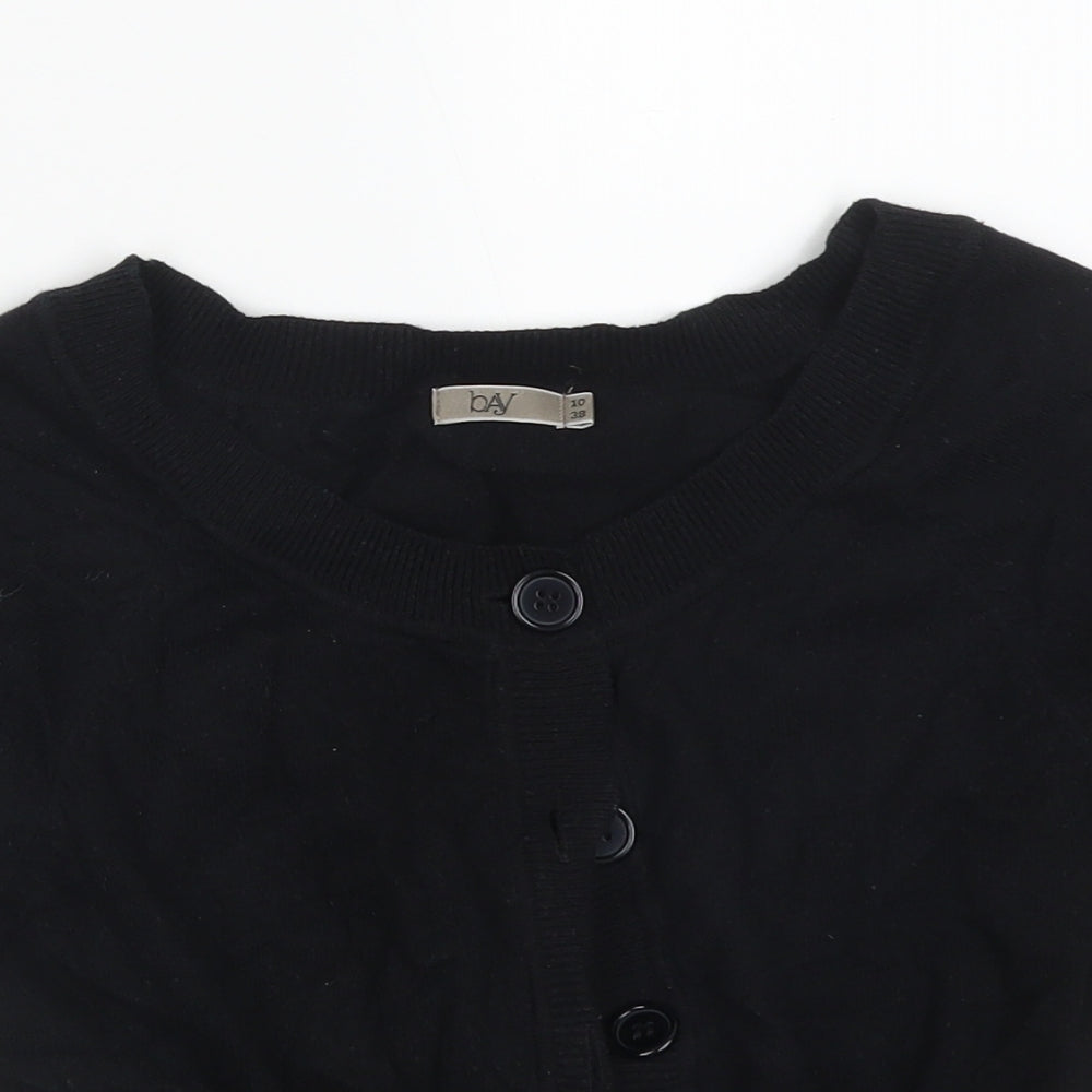 BAY Womens Black Round Neck  Cotton Cardigan Jumper Size 10