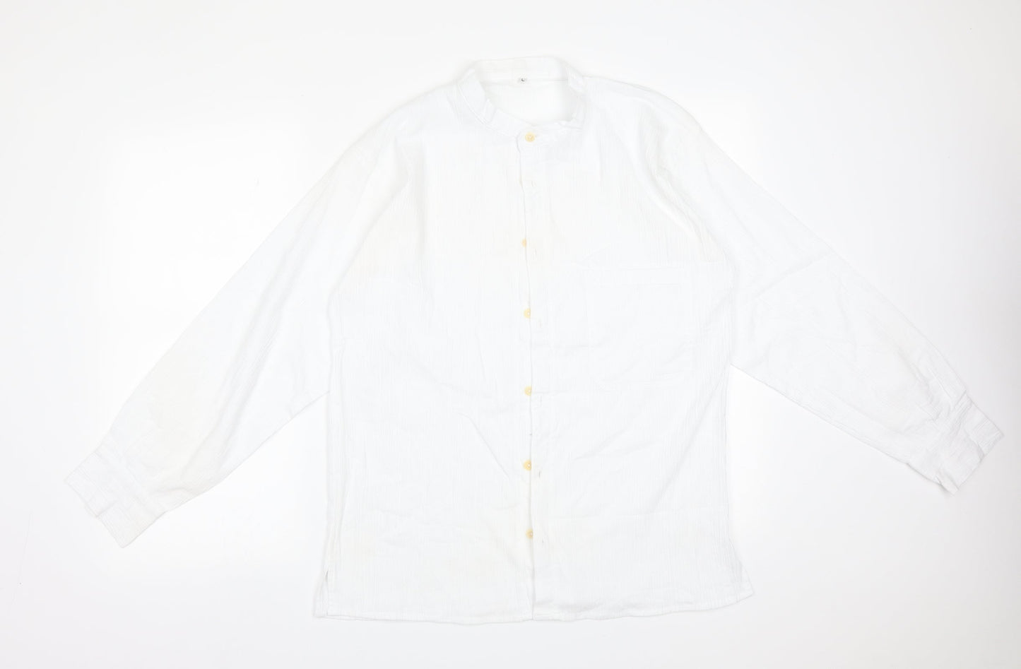 Mens UK Size L Preworn White  Button-Up Long Sleeve Casual Shirt