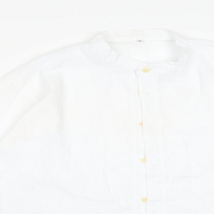 Mens UK Size L Preworn White  Button-Up Long Sleeve Casual Shirt