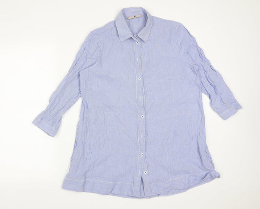 TU Womens Multicoloured Striped Cotton Basic Button-Up Size 12 Collared