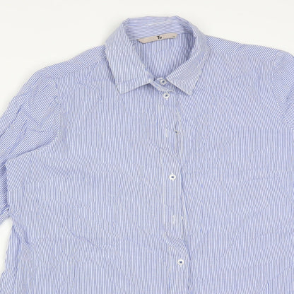 TU Womens Multicoloured Striped Cotton Basic Button-Up Size 12 Collared