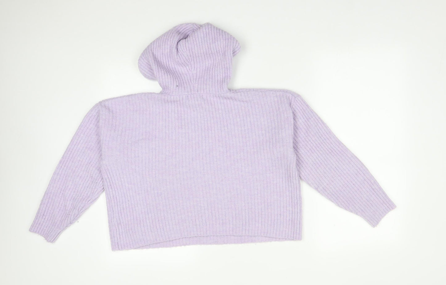 New Look Womens Purple Striped Acrylic Pullover Hoodie Size S