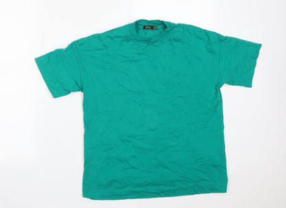 Womens UK Size XS Bershka Green Basic T-Shirt