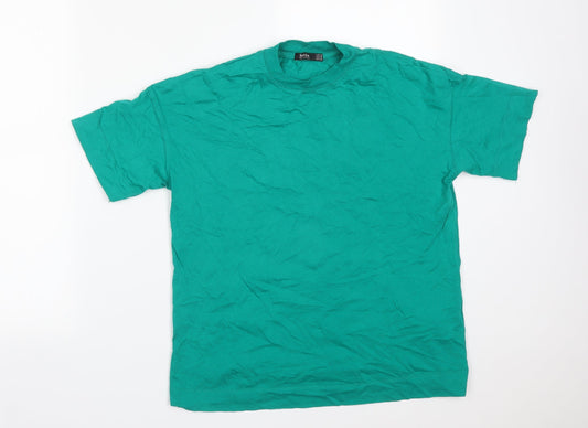 Bershka Womens Green  Cotton Basic T-Shirt Size XS Round Neck
