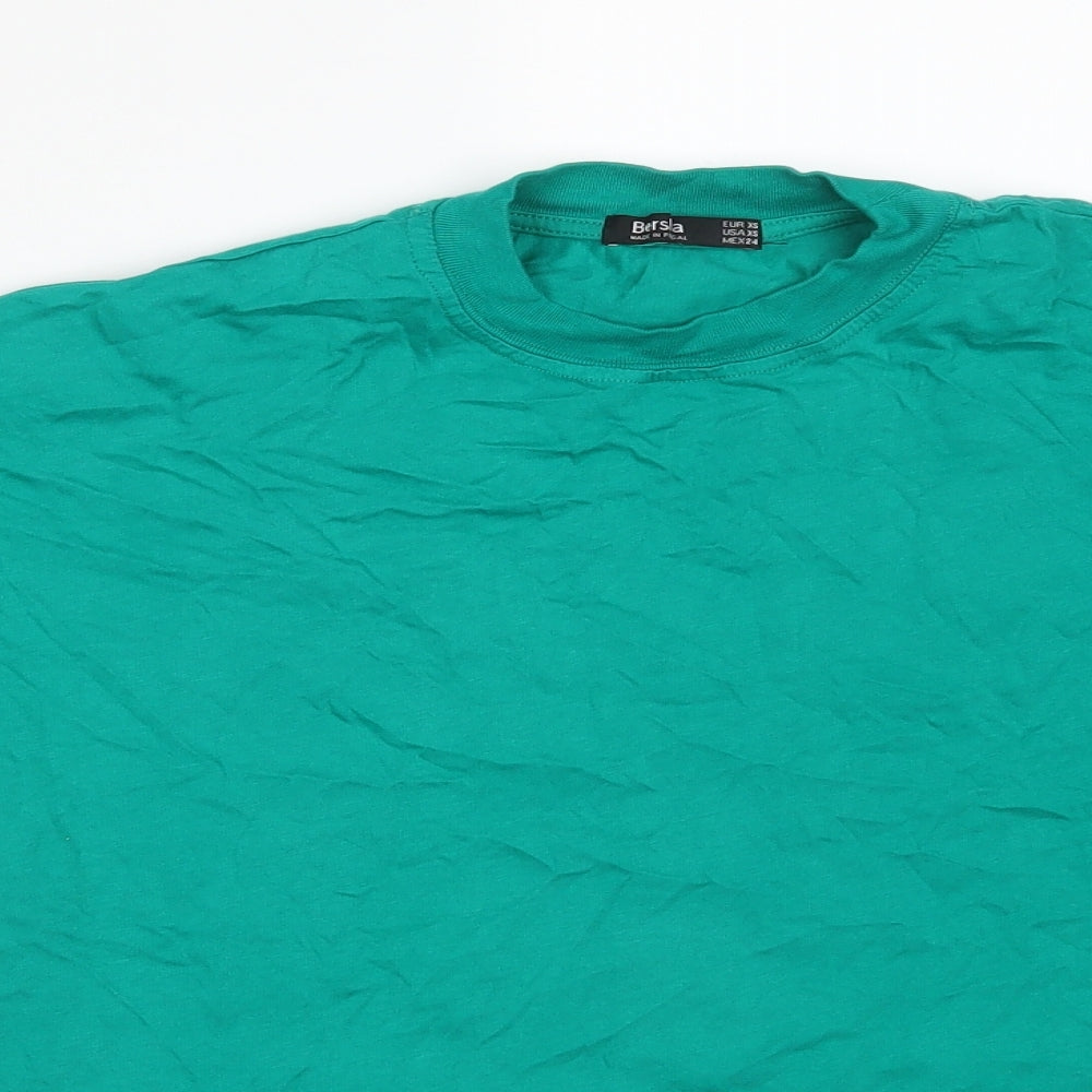 Womens UK Size XS Bershka Green Basic T-Shirt