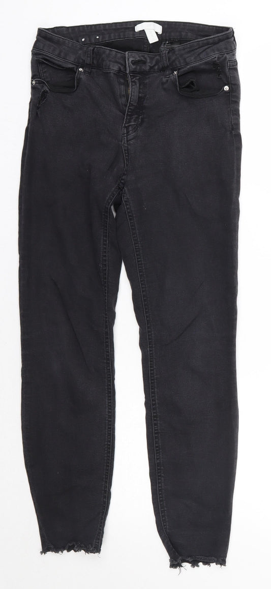 Womens UK Size 12 H&M Regular Fit Skinny Black Jeans