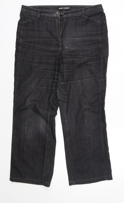 Gerry Weber Womens Black  Cotton Straight Jeans Size 16 L27 in Regular