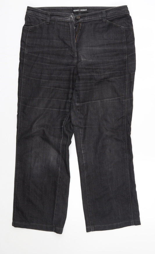 Gerry Weber Womens Black  Cotton Straight Jeans Size 16 L27 in Regular