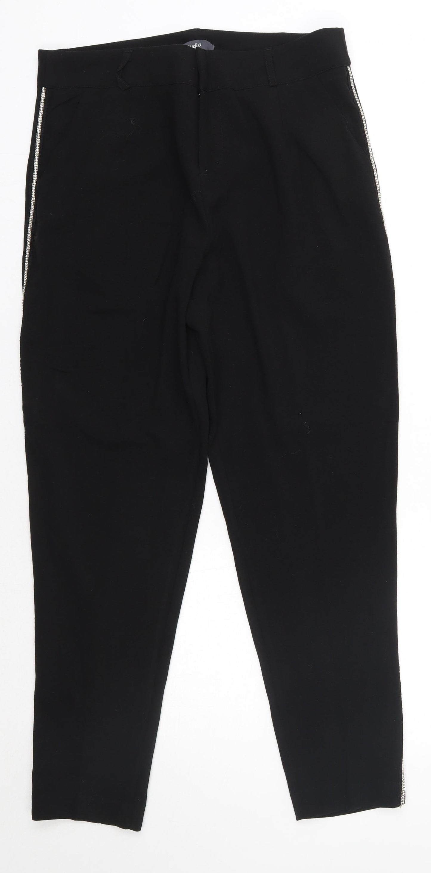 Studio Womens Black  Polyester Dress Pants Trousers Size 14 L27 in Regular