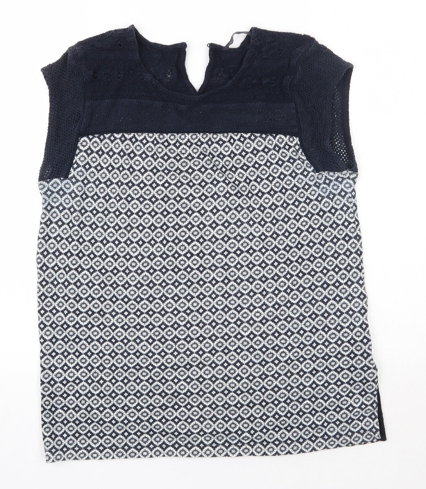 M&S Womens Blue  Cotton Basic Blouse Size 10 Round Neck