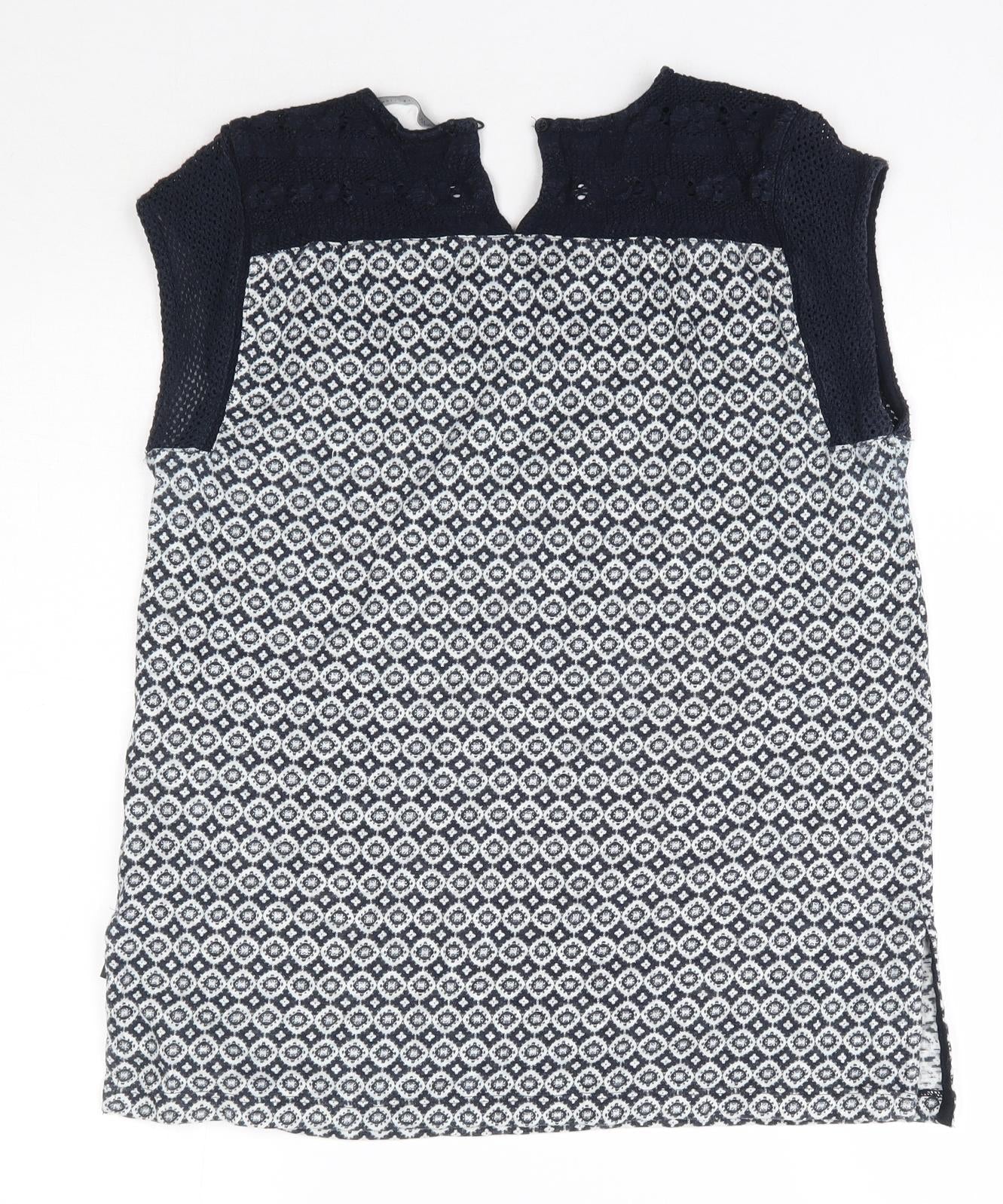 M&S Womens Blue  Cotton Basic Blouse Size 10 Round Neck