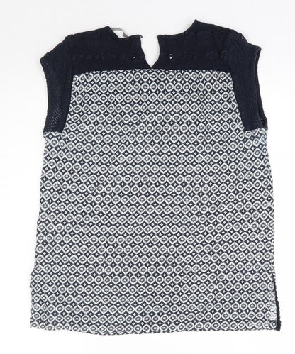 M&S Womens Blue  Cotton Basic Blouse Size 10 Round Neck