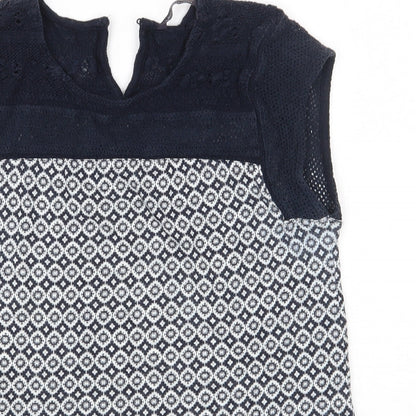 M&S Womens Blue  Cotton Basic Blouse Size 10 Round Neck