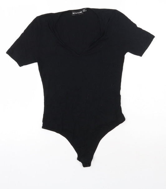 PRETTYLITTLETHING Womens Beige  Viscose Bodysuit One-Piece Size 10