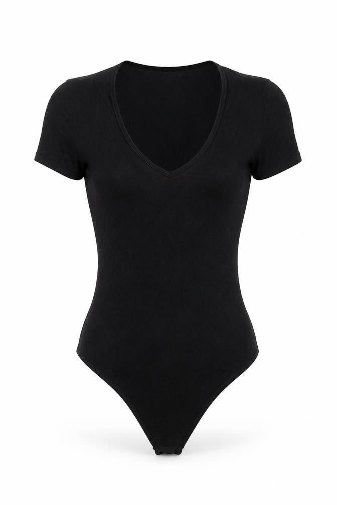 Front view of PRETTYLITTLETHING women’s beige viscose bodysuit one-piece, size UK 10