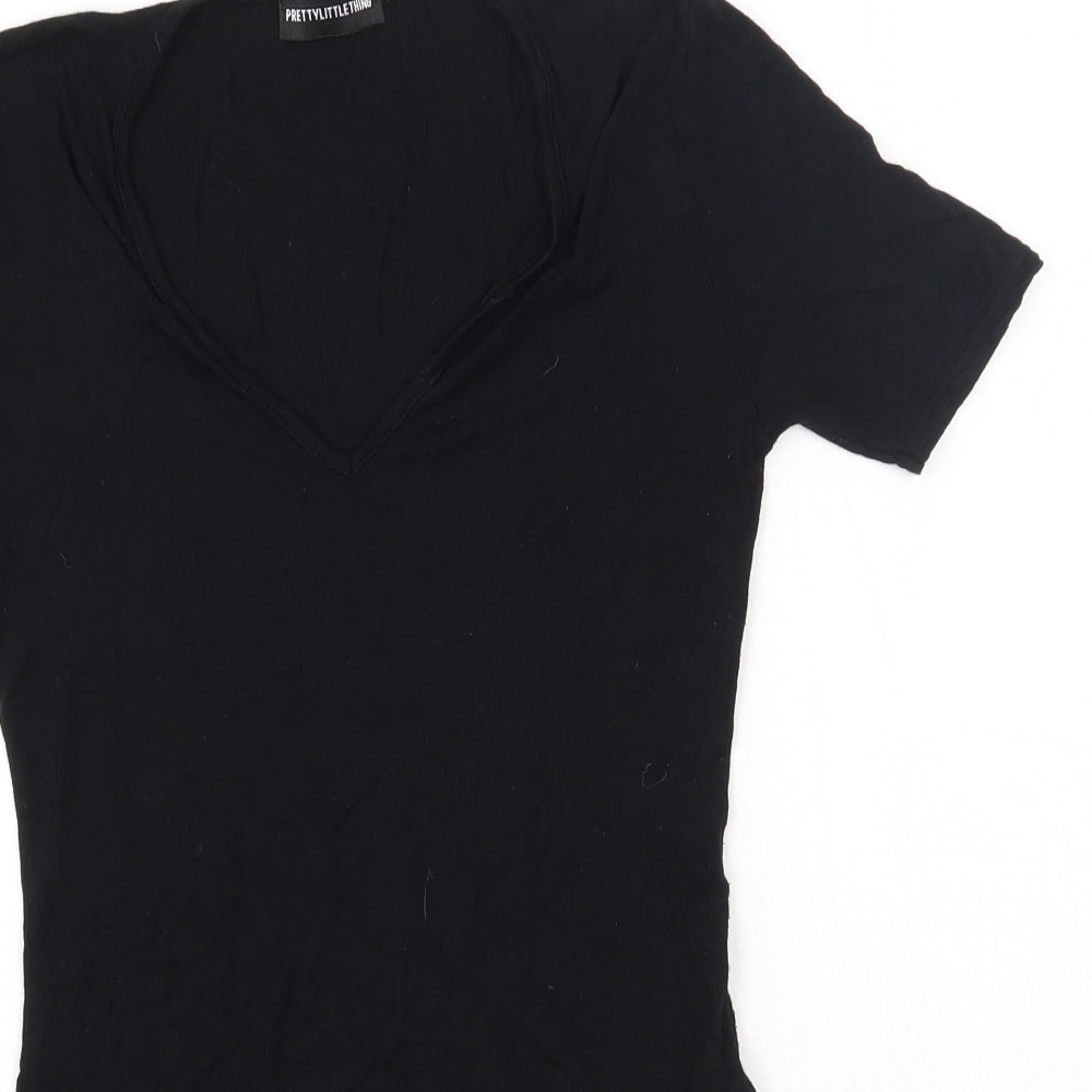 PRETTYLITTLETHING Womens Beige  Viscose Bodysuit One-Piece Size 10