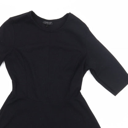 Topshop Womens Black  Polyester A-Line  Size 10  Round Neck Pullover