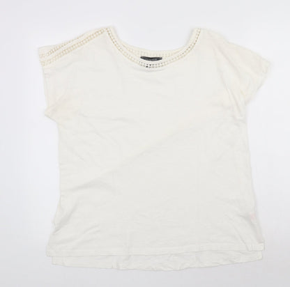 Primark Womens Ivory  Polyester Basic T-Shirt Size L Round Neck