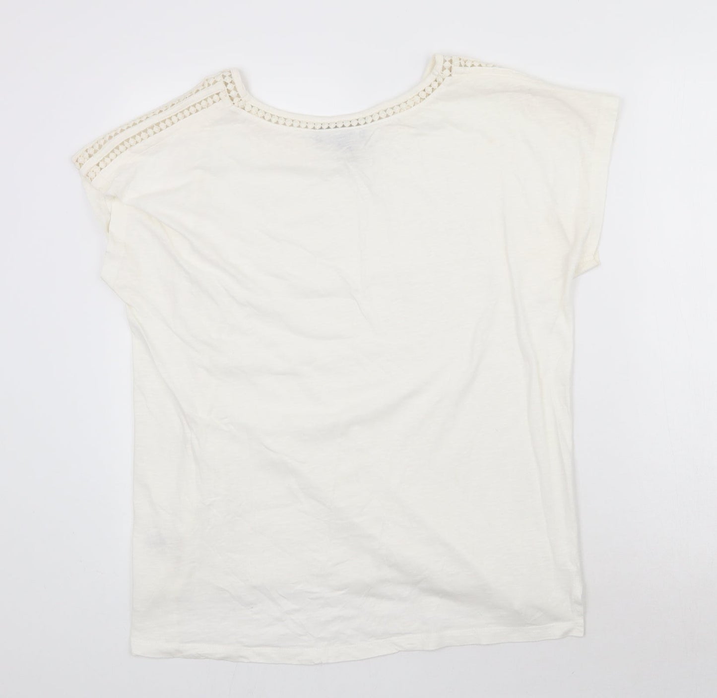 Primark Womens Ivory  Polyester Basic T-Shirt Size L Round Neck