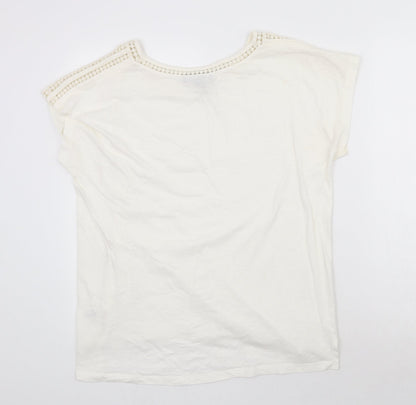 Primark Womens Ivory  Polyester Basic T-Shirt Size L Round Neck