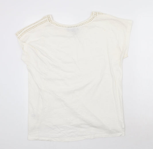 Primark Womens Ivory  Polyester Basic T-Shirt Size L Round Neck