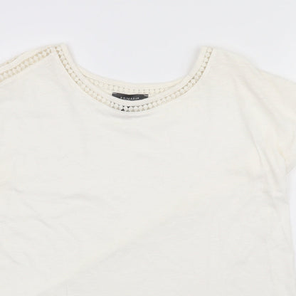 Primark Womens Ivory  Polyester Basic T-Shirt Size L Round Neck