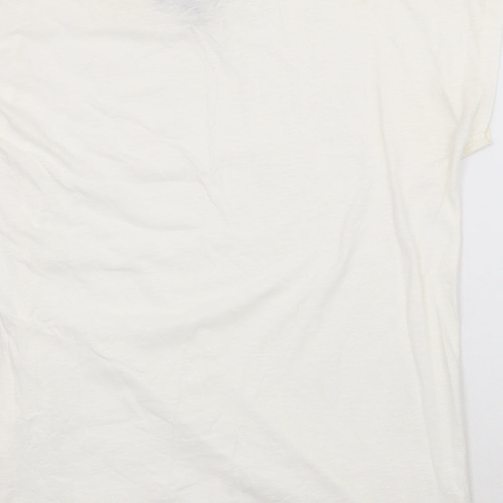 Primark Womens Ivory  Polyester Basic T-Shirt Size L Round Neck