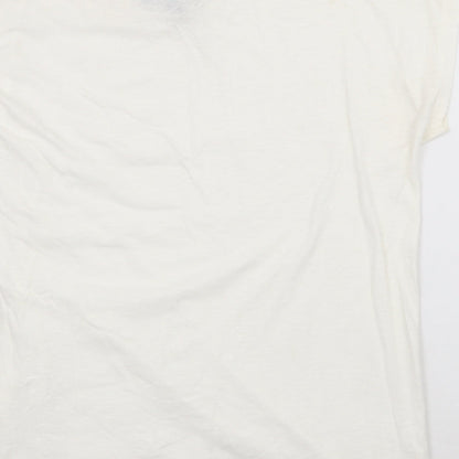 Primark Womens Ivory  Polyester Basic T-Shirt Size L Round Neck