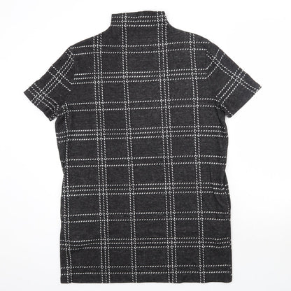 Select Womens Grey Check Polyester Pencil Dress  Size 14  High Neck Pullover